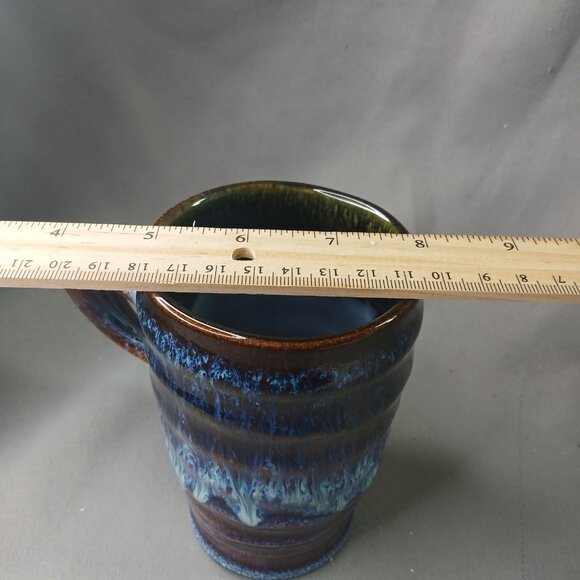 Blue and Brown Drip Glaze Pottery Coffee Mug Tea Cup Unbranded Hand Thrown - Picture 8 of 8